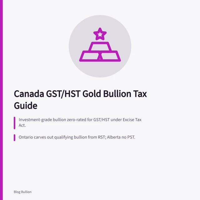 Gold bullion bars and coins with Canadian tax documents. When Is Gold Bullion Exempt From GST/HST in Canada? A Tax Guide by Province