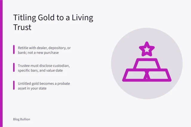 Gold bullion bars titled to a living trust for heirs. Physical Gold in a Living Trust: How to Title Bullion for Heirs Without Probate