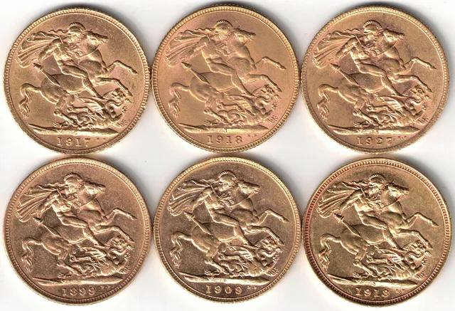 Sovereigns struck at six branch mints. Bullion formats compared: sovereign coins, private rounds, cast and minted bars
