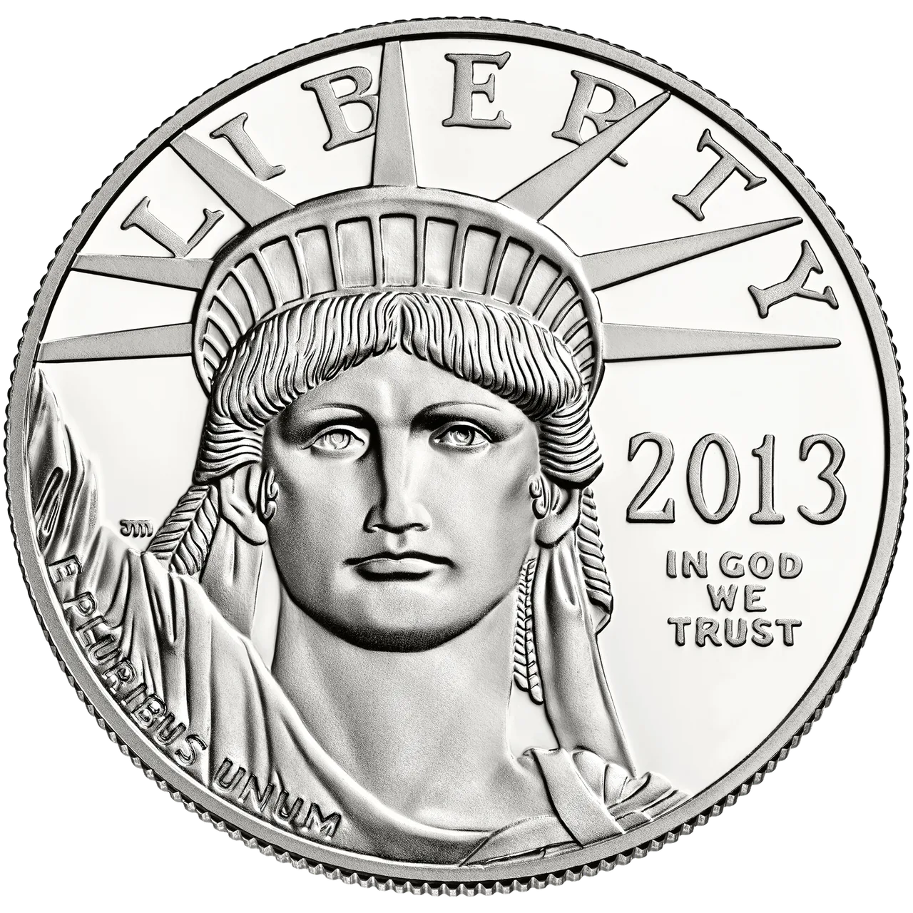 Obverse of a 2013 American Platinum Eagle coin
