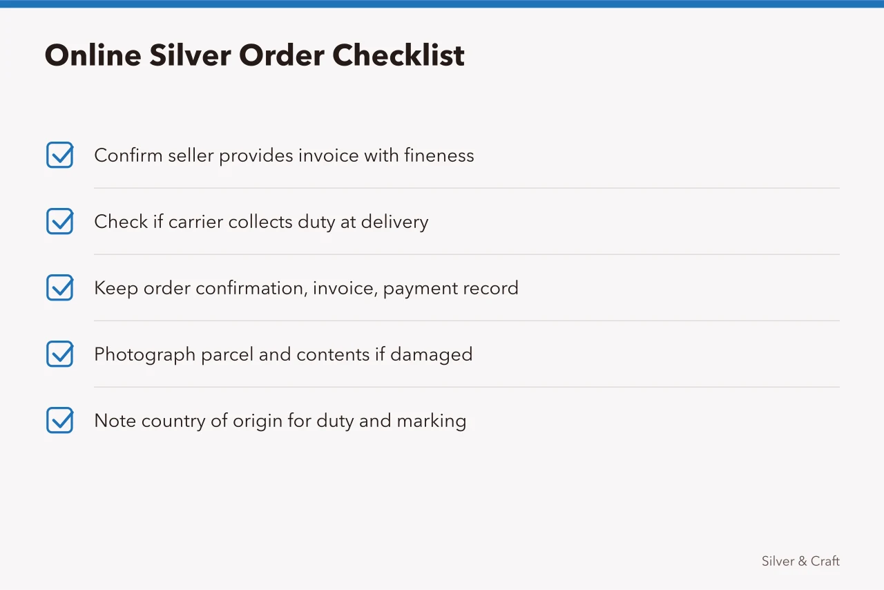 Checklist for importing silver and tools from online overseas sellers (Importing silver into the US, CBP rules and duty on precious metals)